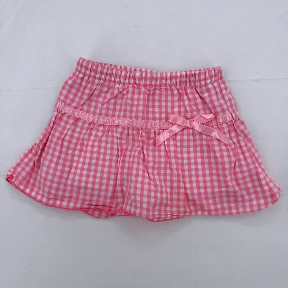 Gingham Pink & White Skort Toddler Girls Size 2T Plaid Ruffle Skirt with Shorts